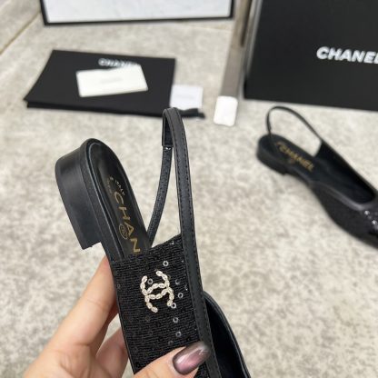 Chanel Spring and Summer Dancing Shoes Series New Products Cashmere Leather Sequin Black Retro Feeling Sandals - Image 8