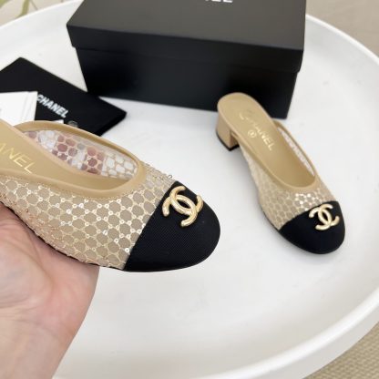 Chanel apricot spring and summer dancing shoes series new small round head retro sandals - Image 8