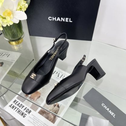 Chanel Spring and Summer Dancing Shoes Series Black Small Round Head New Sandals Heel Height 6cm - Image 8