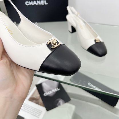 Chanel Spring and Summer Dancing Shoes Series White Small Round Head New Sandals Heel Height 6cm - Image 8