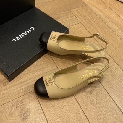 Chanel apricot spring and summer dancing shoes series new small round head slim retro sandals - Image 8