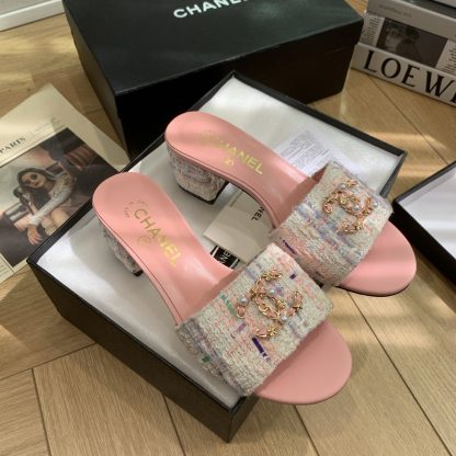 Chanel spring and summer new pink goddess elegant and durable thick heel sandals - Image 8