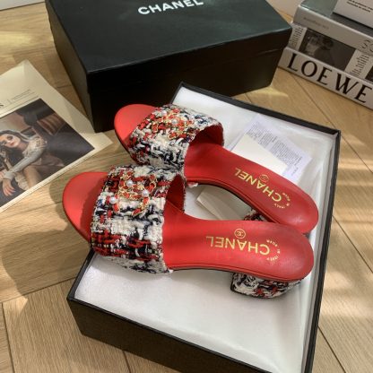 Chanel's new spring and summer red goddess elegant and durable thick-heeled sandals - Image 8