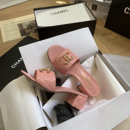 Chanel spring and summer new pink characteristic lady temperament durable thick heel sandals heel height 4.5cm - Image 8