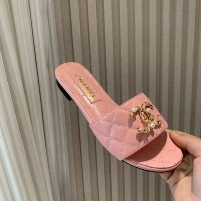 Chanel's new spring and summer light pink characteristic ladylike temperament durable flat sandals - Image 8