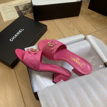 Chanel's new spring and summer deep pink characteristic ladylike temperament durable thick heel sandals heel height 4.5cm - Image 8