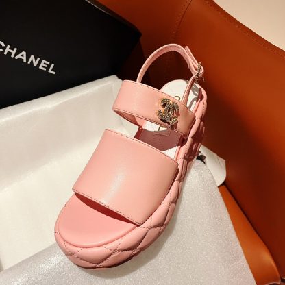 Chanel new bow high-heeled pink sandals, heel height 7.5cm - Image 8