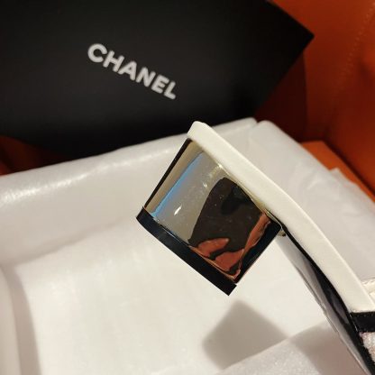 Chanel beige new bow thick heel sandals heel height 4.5cm - Image 7