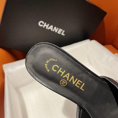 Chanel black and white new bow thick heel sandals heel height 4.5cm - Image 8