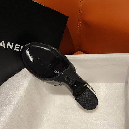 Chanel black new bow thick heel sandals heel height 4.5cm - Image 8