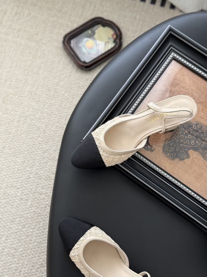 Chanel classic apricot comfortable block heel sandals - Image 8