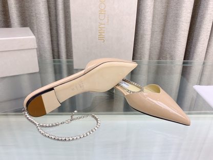 Jimmy Choo patent leather crystal chain flat shoes - Image 8