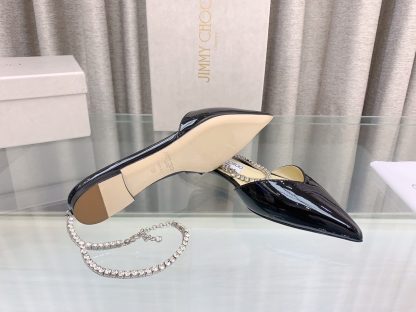 Jimmy Choo patent leather crystal chain flats - Image 8