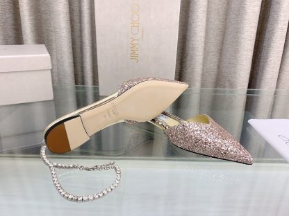Jimmy Choo patent leather crystal chain flats - Image 8