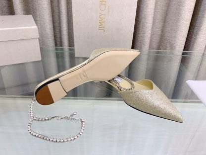 Jimmy Choo patent leather crystal chain flats - Image 8