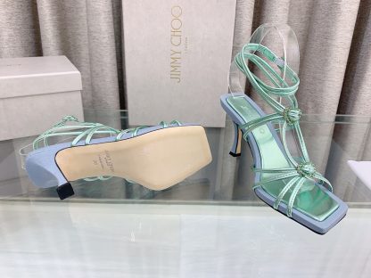 Jimmy Choo Simple and Stylish Heart-shaped Crystal Diamond Strapped High Heels - Image 8