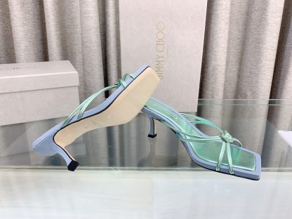 Jimmy Choo Simple and Stylish Heart-shaped Crystal Diamond Strapped High Heels - Image 8