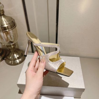 Jimmy Choo Gold Temperament Sandals High Heels - Image 8