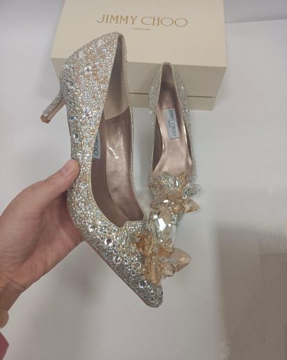 Jimmy Choo gold crystal high heels - Image 8
