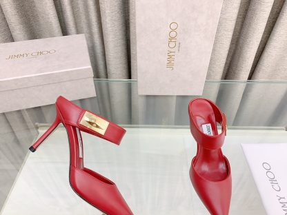 Jimmy Choo metal buckle half slippers women's high heels - Image 8