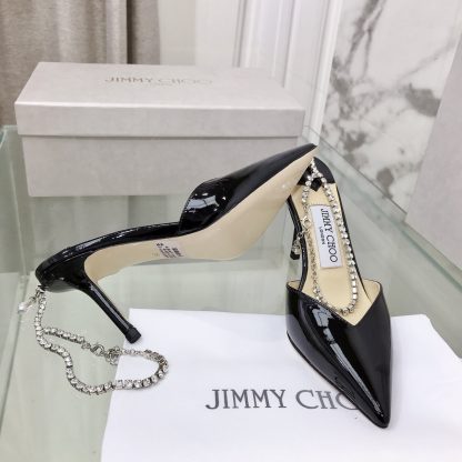 Jimmy Choo patent leather crystal chain pumps - Image 8
