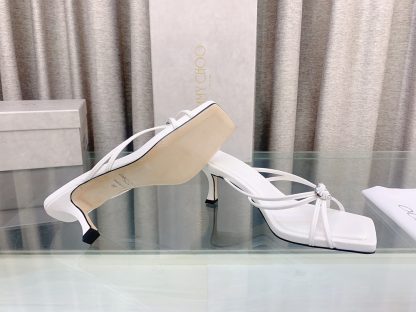 Jimmy Choo fashionable minimalist heart-shaped crystal diamond strap high heels - Image 8