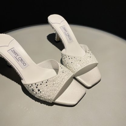 Jimmy Choo rhinestone gradient white high heels - Image 8