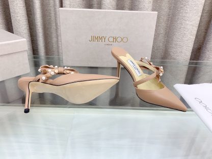 Jimmy Choo mesh rhinestone explosion bow high heels - Image 8