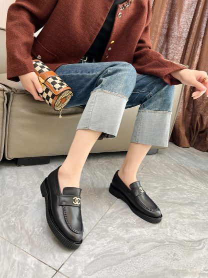 Chanel versatile black matte slim temperament loafers heel height 2cm - Image 7