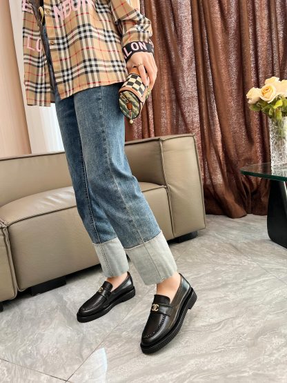 Chanel versatile black shiny slim temperament loafers heel height 2cm - Image 8
