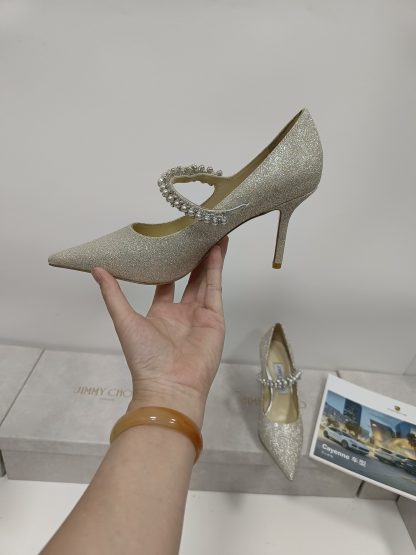 Jimmy Choo delicate high heels with fine sparkling pearls - Image 7