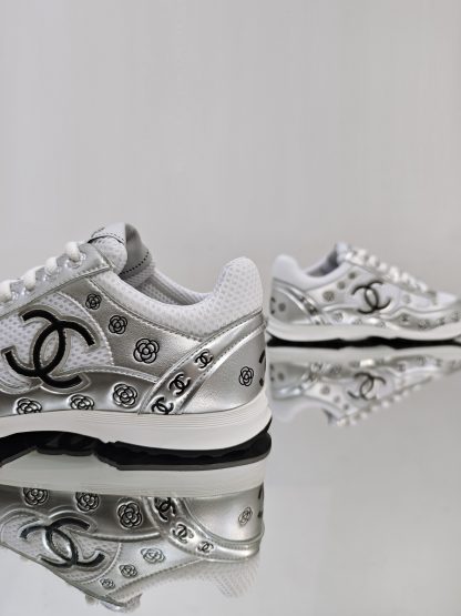 Chanel Unisex Silver Diamond Breathable Mesh Casual Shoes - Image 8