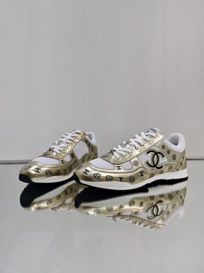 Chanel Unisex Gold Diamond Breathable Mesh Casual Shoes - Image 8