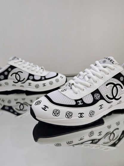 Chanel Unisex Black and White Diamond Breathable Mesh Casual Shoes - Image 8