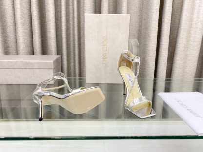Jimmy Choo new crystal chain square toe high heels - Image 8