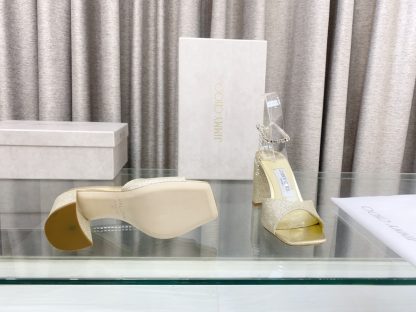 Jimmy Choo new crystal chain square toe high heels - Image 8