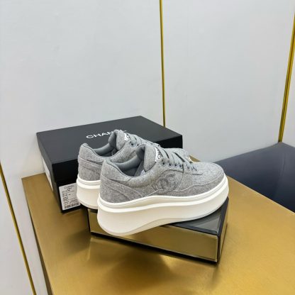 Chanel Grey Casual Versatile Sneakers - Image 8