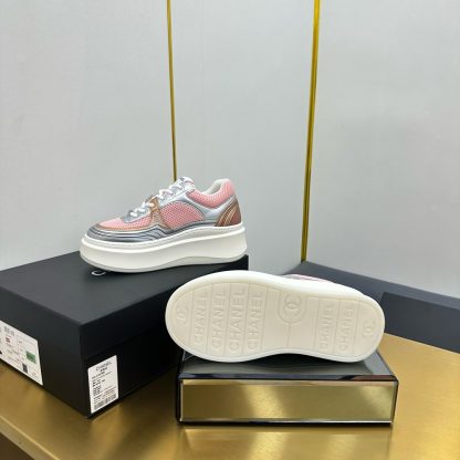 Chanel pink and silver casual versatile sneakers - Image 8