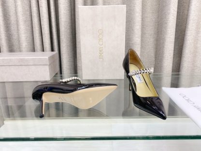 Jimmy Choo Strapless Rhinestone Pointed Toe High Heels - Image 8