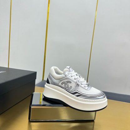 Chanel white and silver casual versatile sneakers - Image 8