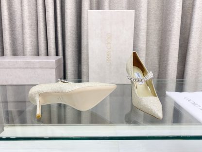 Jimmy Choo Strapless Rhinestone Pointed Toe High Heels - Image 8