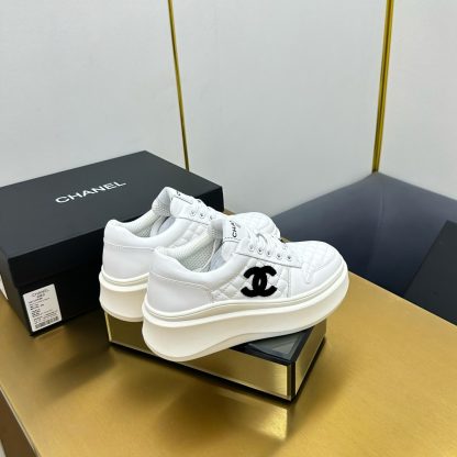 Chanel white with black logo casual versatile sneakers - Image 8