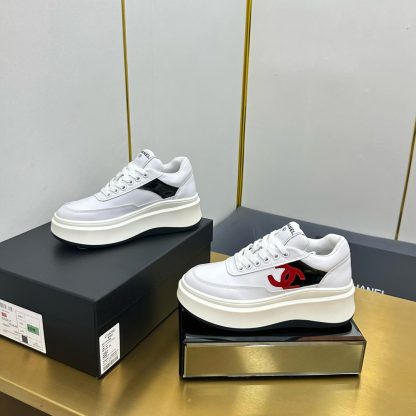 Chanel white with red logo casual versatile sneakers - Image 8