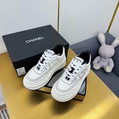 Chanel beige with black lining casual versatile sneakers - Image 8