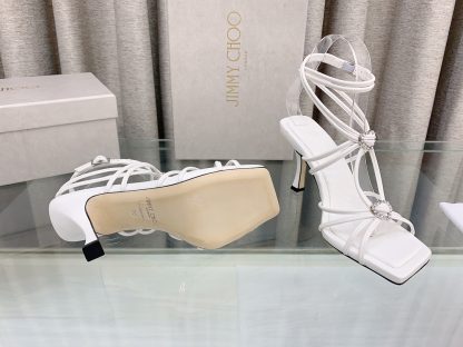 Jimmy Choo simple and fashionable heart-shaped crystal diamond strappy high heels - Image 8