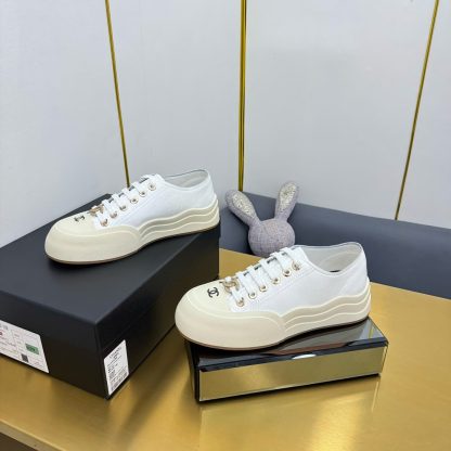 Chanel 2025 biscuit shoes white leather versatile fashion casual sports shoes - Image 8
