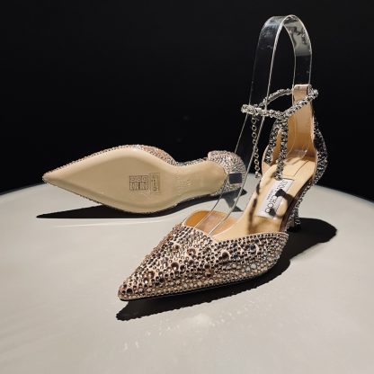 Jimmy Choo classic diamond chain pointed crystal high heels - Image 7