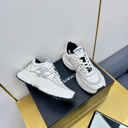 Chanel beige with black classic sports all-match couple style dad shoes - Image 8