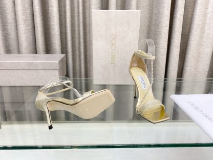 Jimmy Choo new summer crystal chain square toe high heels - Image 8