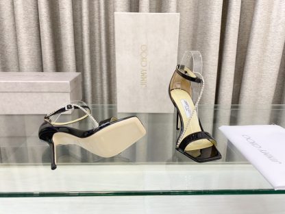 Jimmy Choo new crystal chain square head high heels - Image 8